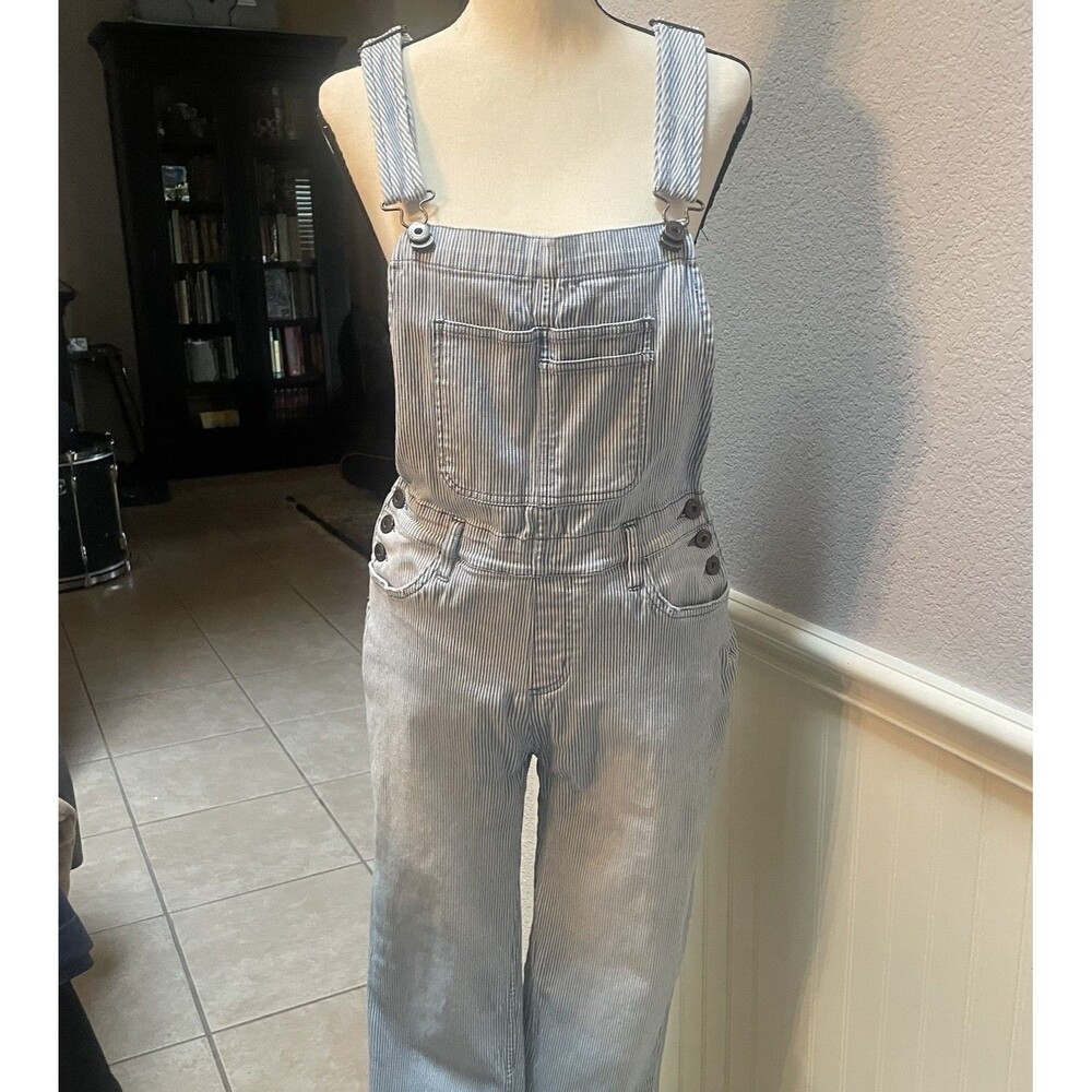 Carve Design Overall in Conductor Indigo Railroad Stripes Relaxed Wide-leg Sz 2